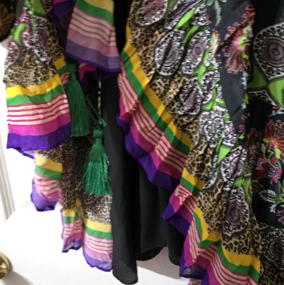 ALEXIS Holli Tapestry Print Mini Dress, Boho Peasant Dress w/Tassle Ties, EUC! - Picture 12 of 16